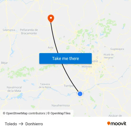 Toledo to Donhierro map