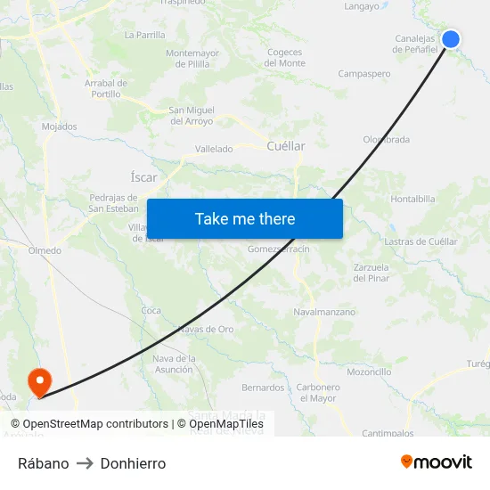 Rábano to Donhierro map