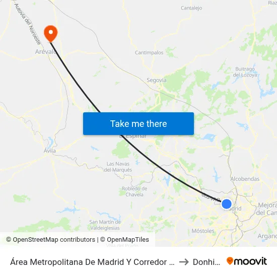 Área Metropolitana De Madrid Y Corredor Del Henares to Donhierro map