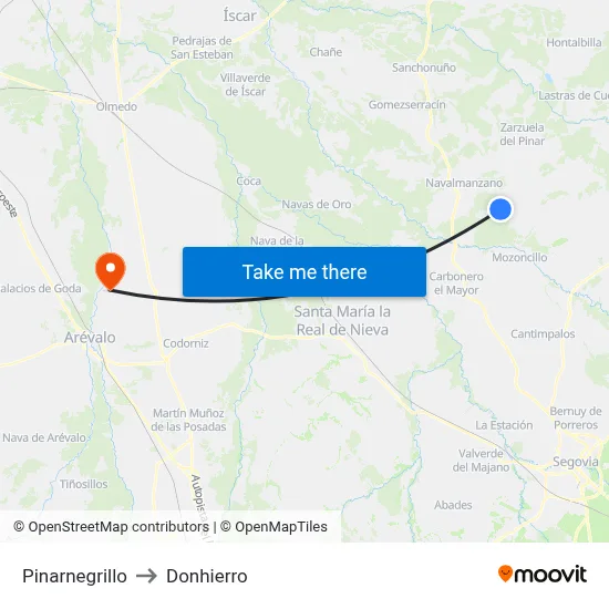 Pinarnegrillo to Donhierro map