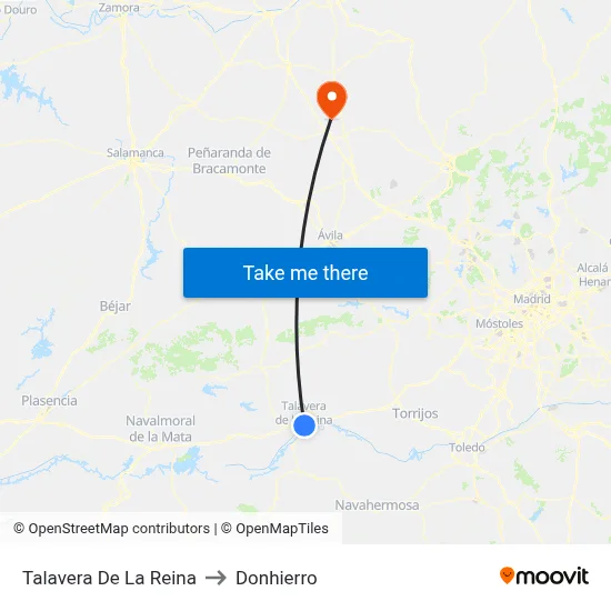 Talavera De La Reina to Donhierro map