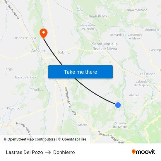 Lastras Del Pozo to Donhierro map