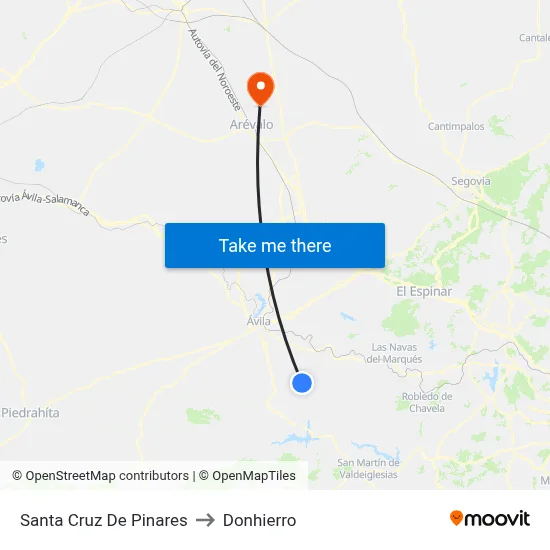 Santa Cruz De Pinares to Donhierro map