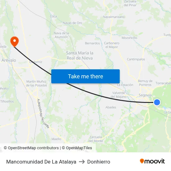 Mancomunidad De La Atalaya to Donhierro map