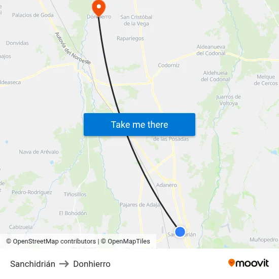 Sanchidrián to Donhierro map