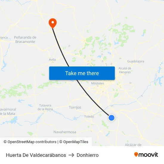 Huerta De Valdecarábanos to Donhierro map