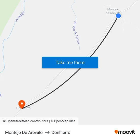 Montejo De Arévalo to Donhierro map