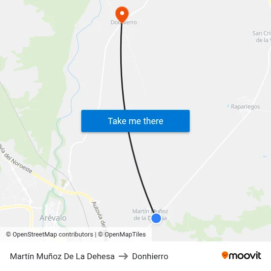 Martín Muñoz De La Dehesa to Donhierro map