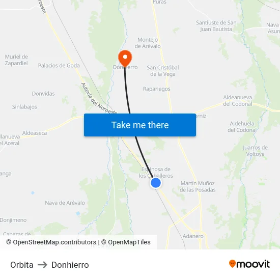 Orbita to Donhierro map