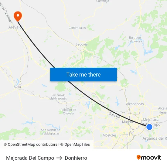 Mejorada Del Campo to Donhierro map