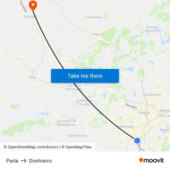 Parla to Donhierro map