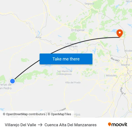 Villarejo Del Valle to Cuenca Alta Del Manzanares map