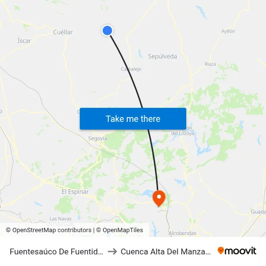 Fuentesaúco De Fuentidueña to Cuenca Alta Del Manzanares map