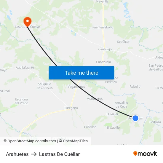 Arahuetes to Lastras De Cuéllar map