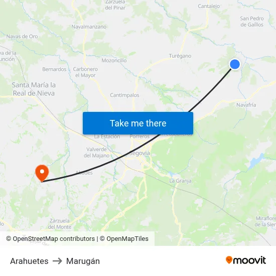 Arahuetes to Marugán map
