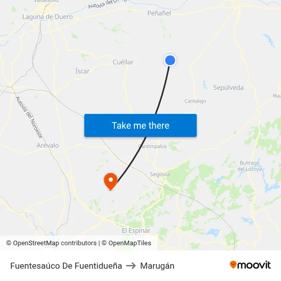Fuentesaúco De Fuentidueña to Marugán map