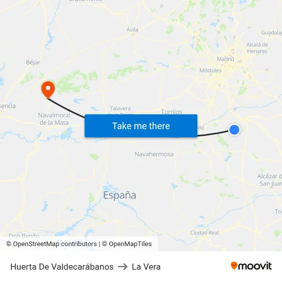 Huerta De Valdecarábanos to La Vera map