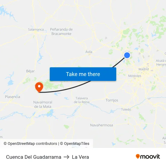 Cuenca Del Guadarrama to La Vera map