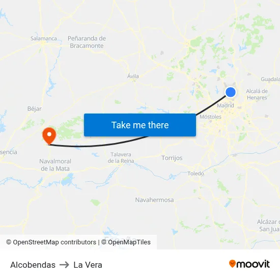Alcobendas to La Vera map
