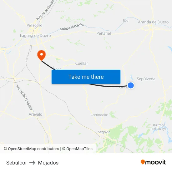 Sebúlcor to Mojados map