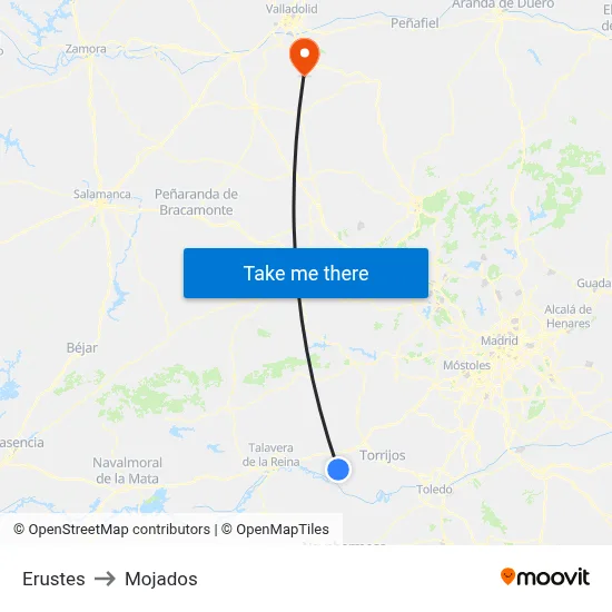 Erustes to Mojados map