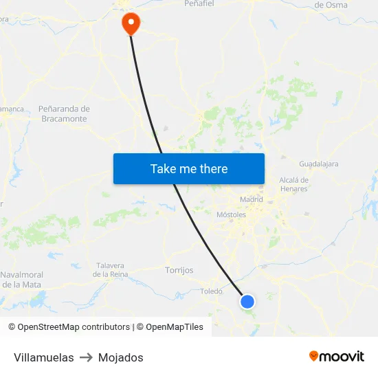 Villamuelas to Mojados map