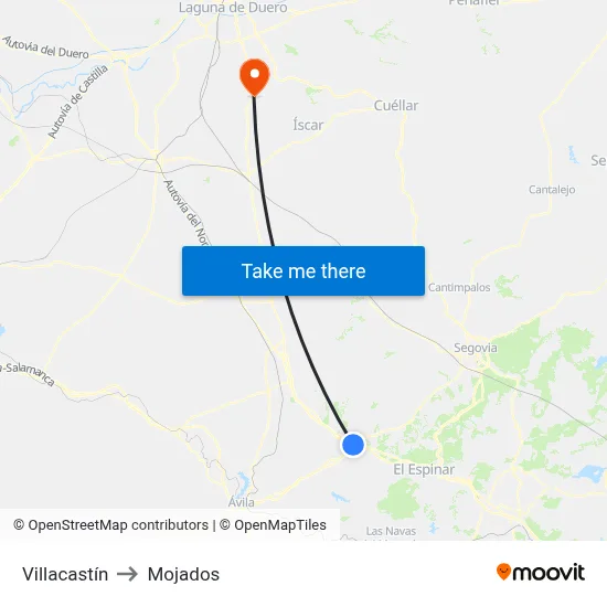 Villacastín to Mojados map