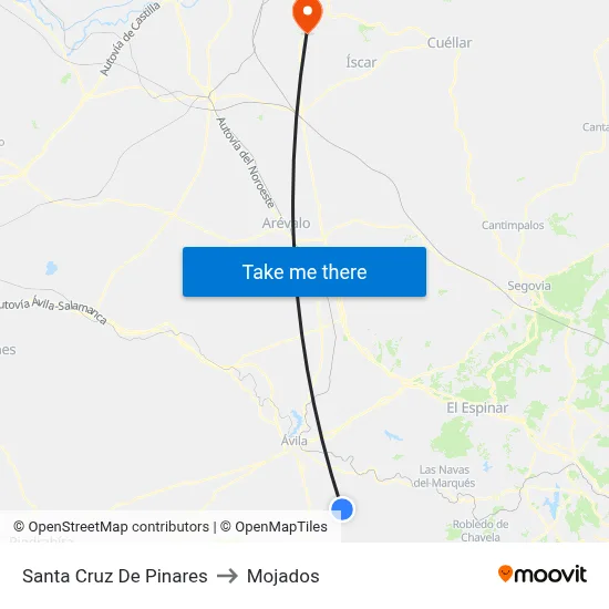 Santa Cruz De Pinares to Mojados map