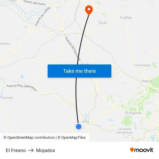 El Fresno to Mojados map