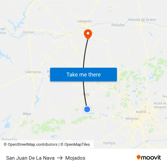 San Juan De La Nava to Mojados map