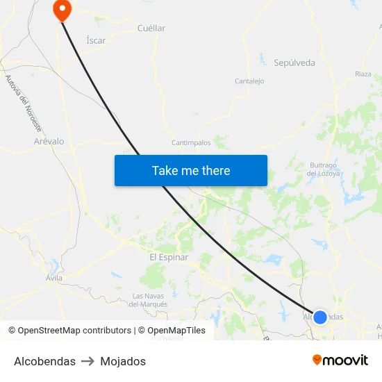 Alcobendas to Mojados map