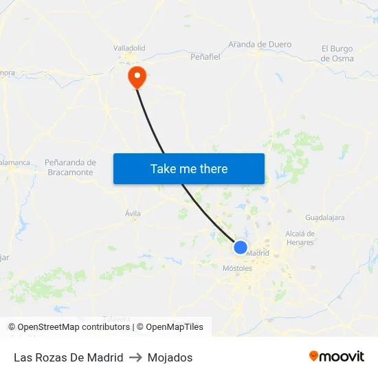 Las Rozas De Madrid to Mojados map