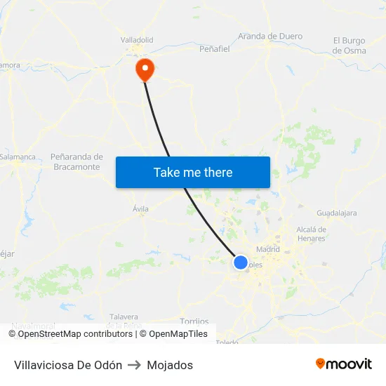 Villaviciosa De Odón to Mojados map