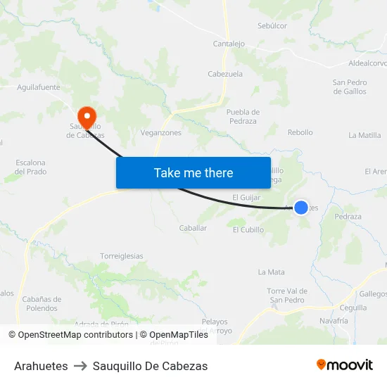 Arahuetes to Sauquillo De Cabezas map