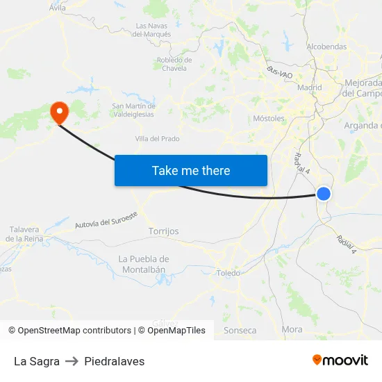 La Sagra to Piedralaves map