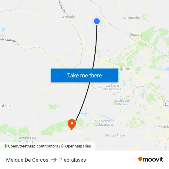 Melque De Cercos to Piedralaves map