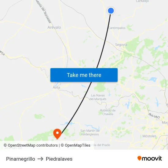 Pinarnegrillo to Piedralaves map