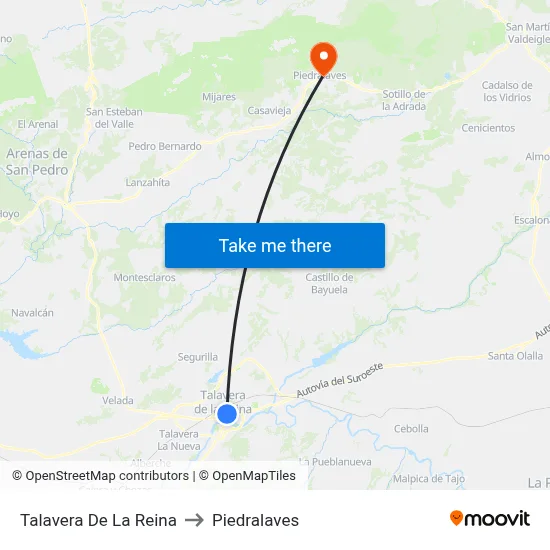 Talavera De La Reina to Piedralaves map