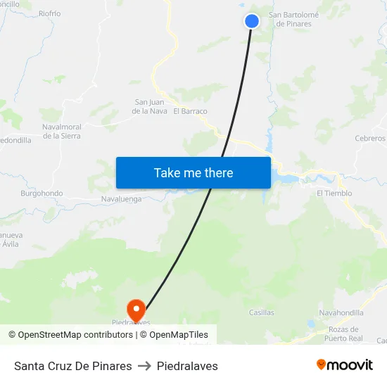 Santa Cruz De Pinares to Piedralaves map