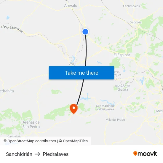 Sanchidrián to Piedralaves map