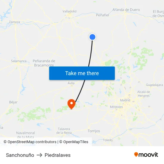 Sanchonuño to Piedralaves map