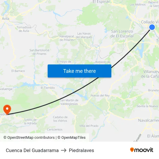 Cuenca Del Guadarrama to Piedralaves map