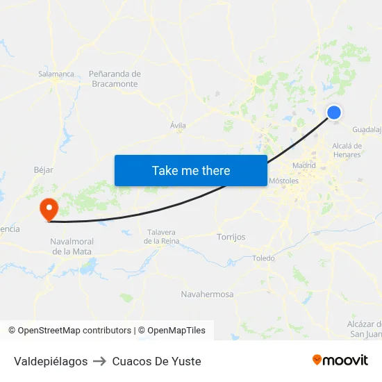 Valdepiélagos to Cuacos De Yuste map