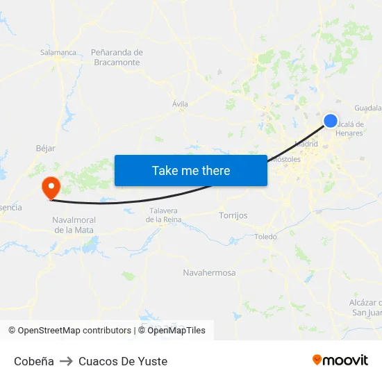 Cobeña to Cuacos De Yuste map