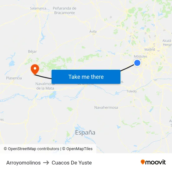 Arroyomolinos to Cuacos De Yuste map