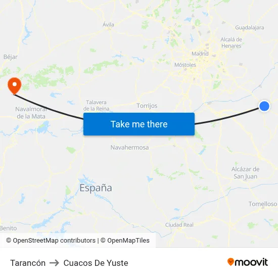 Tarancón to Cuacos De Yuste map