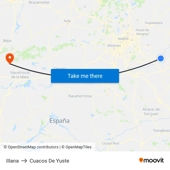 Illana to Cuacos De Yuste map