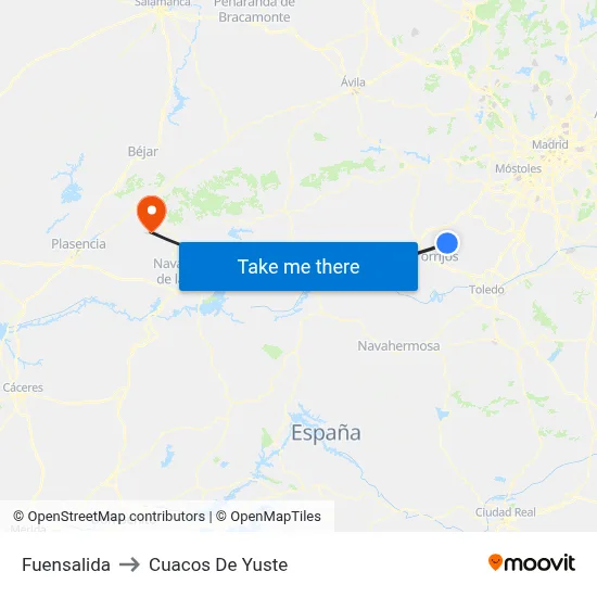 Fuensalida to Cuacos De Yuste map