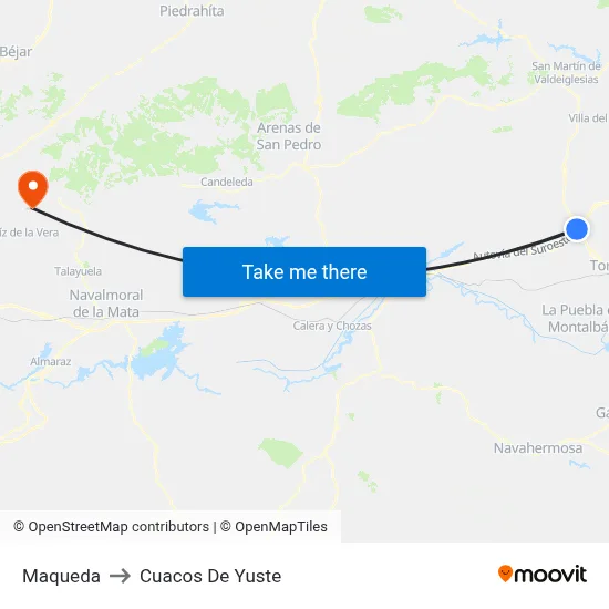 Maqueda to Cuacos De Yuste map