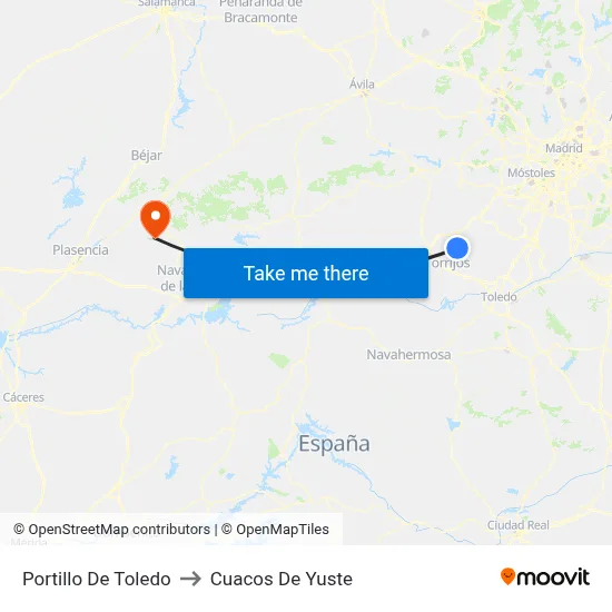 Portillo De Toledo to Cuacos De Yuste map